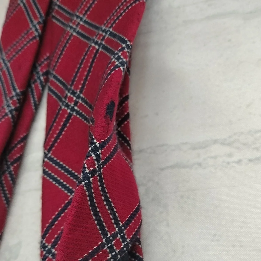 Cremieux Mercer St. Collection Tie Necktie Plaid Red Textured Handmade Flaw